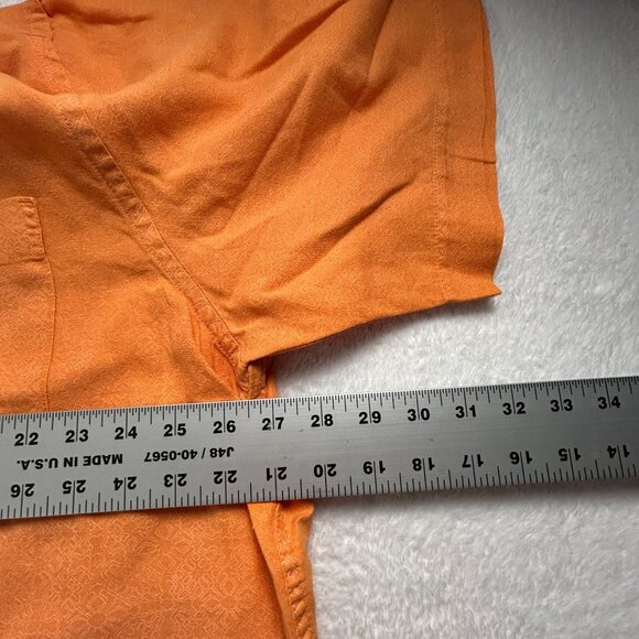 Eddie Bauer Mens Orange Geo Short-Sleeve Button-Up Shirt XL Linen Cotton Outdoor - Picture 7 of 8